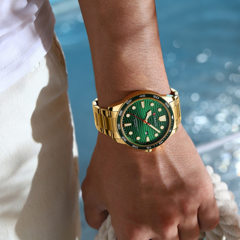 large Годинник чоловічий Curren 8426 Gold-Green 1