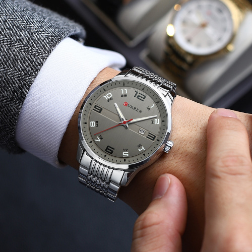 Годинник чоловічий Curren 8411 Silver-Green-1