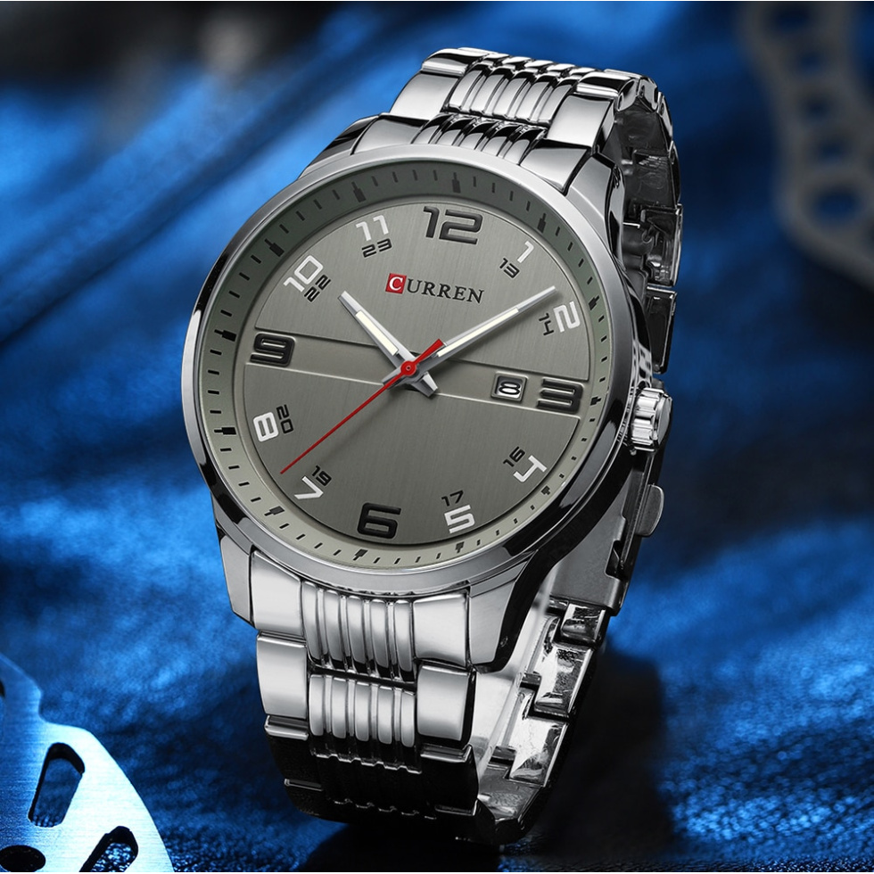 large Годинник чоловічий Curren 8411 Silver-Green 0