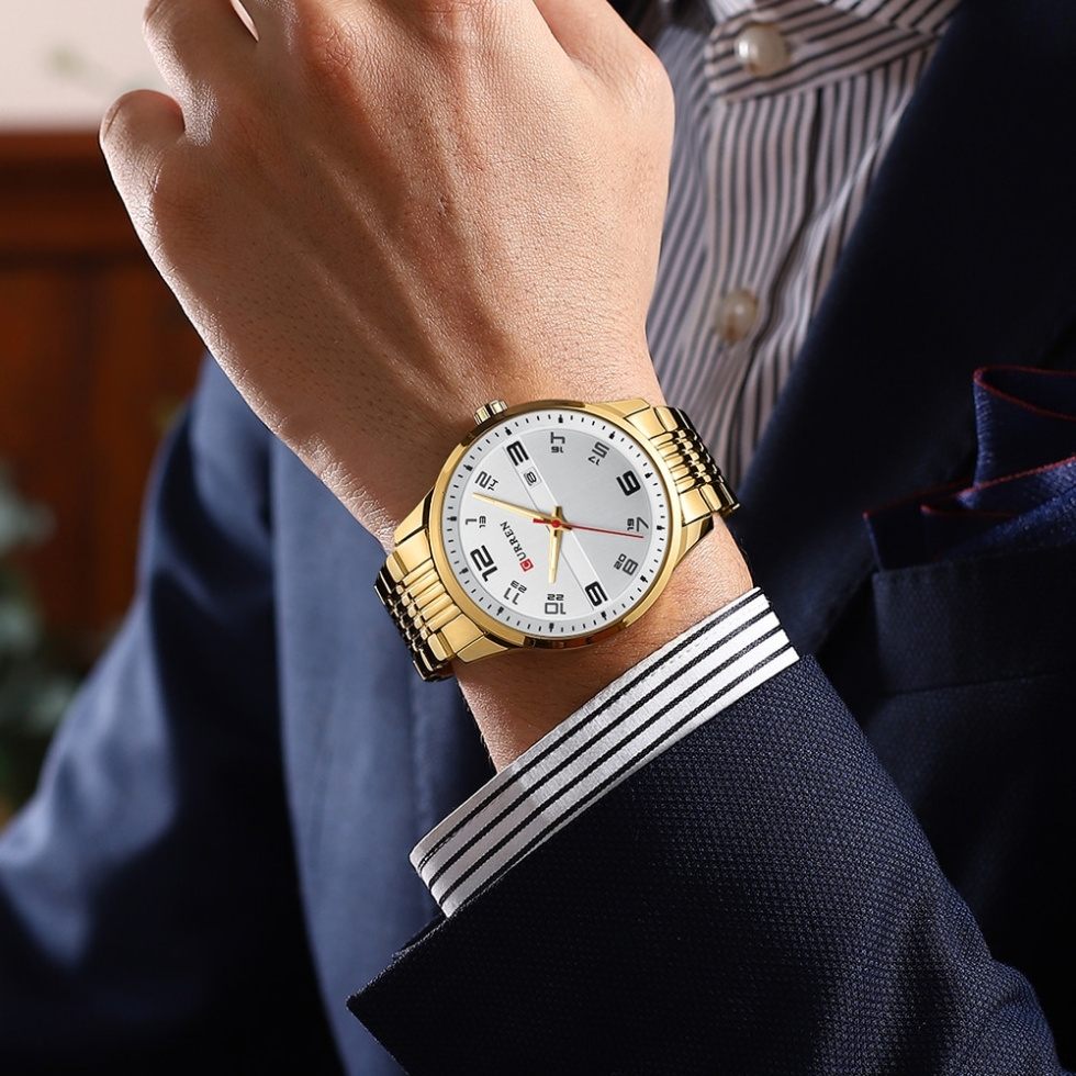 large Часы мужские Curren 8411 Gold-White 1