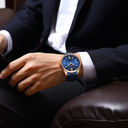 Часы мужские Curren 8423 Blue-Gold-1