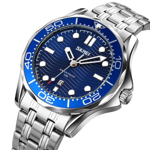 Часы мужские Skmei 9276SSIBU Silver-Blue Steel Strap-0