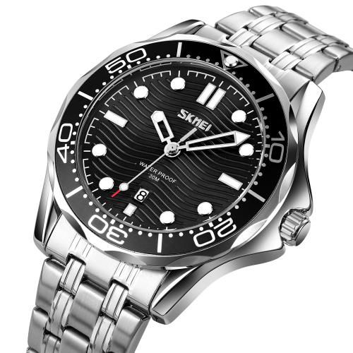 Часы мужские Skmei 9276SSIBK Silver-Black Steel Strap-0