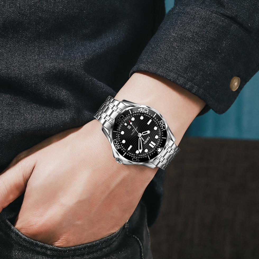 large Часы мужские Skmei 9276SSIBK Silver-Black Steel Strap 1