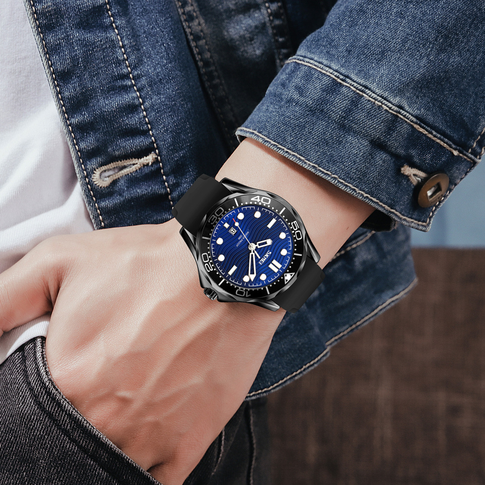 large Годинник чоловічий Skmei 9276PBKBU Black-Blue Silicone Strap 1