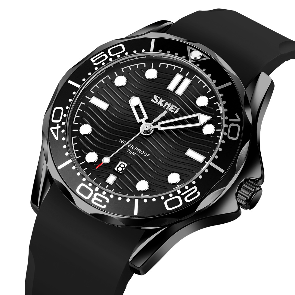 large Часы мужские Skmei 9276PBKBK Black-Black Silicone Strap 0