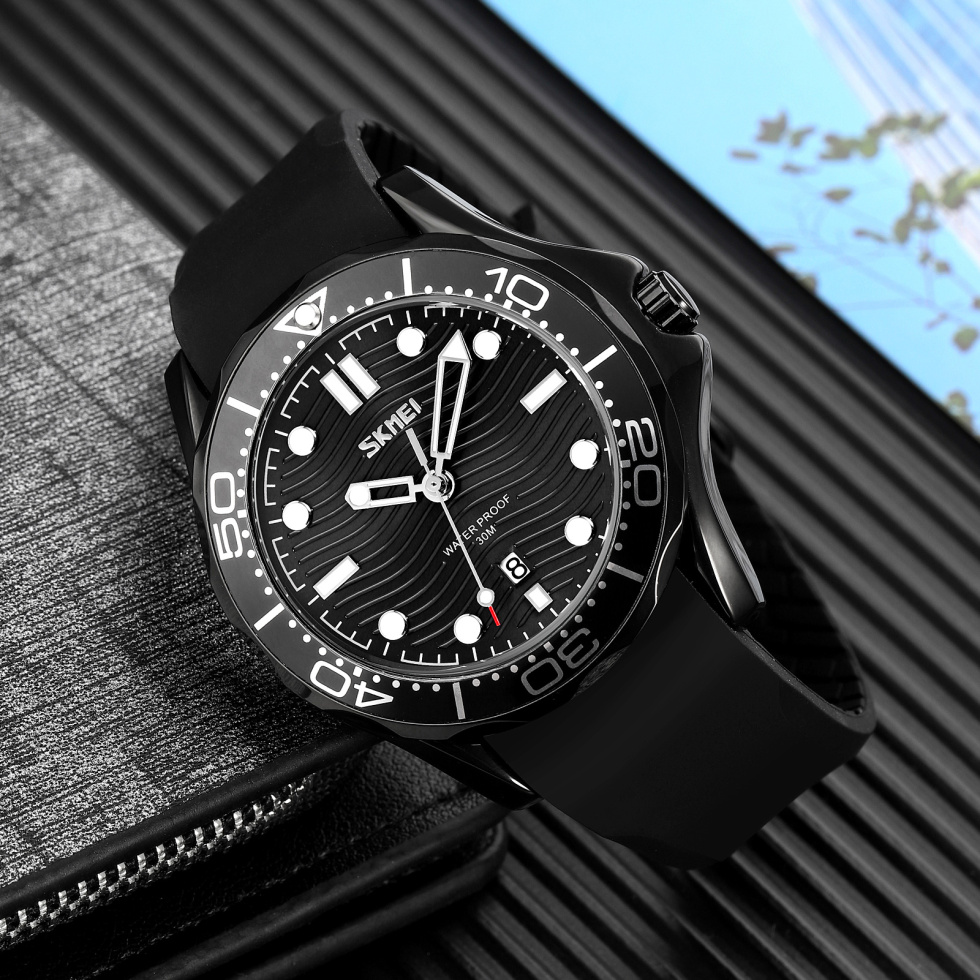 large Часы мужские Skmei 9276PBKBK Black-Black Silicone Strap 1
