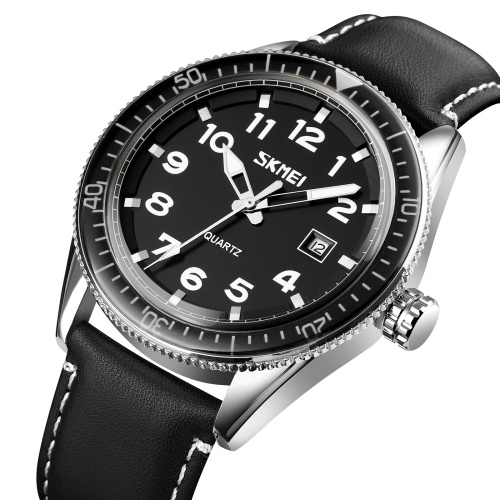 Часы мужские Skmei 9232LSIBK Silver-Black Leather-0