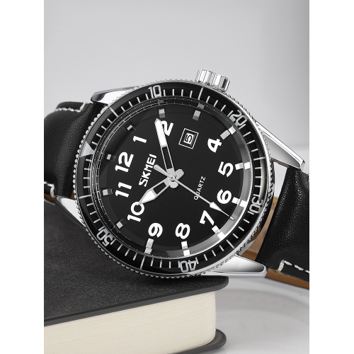 Часы мужские Skmei 9232LSIBK Silver-Black Leather-1