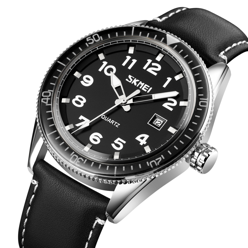 large Часы мужские Skmei 9232LSIBK Silver-Black Leather 0