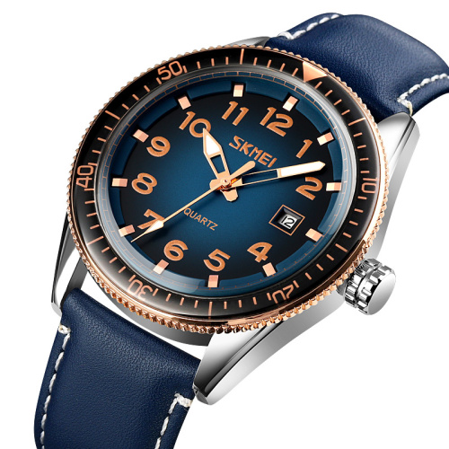 Часы мужские Skmei 9232LRGBU Rose-Gold Blue Leather-0
