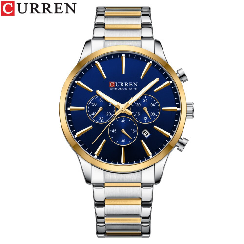 Годинник чоловічий Curren 8435 Silver-Gold-Blue