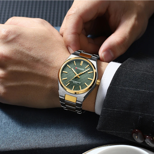 Часы мужские Curren 8439 Silver-Gold-Green-1