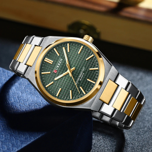 Часы мужские Curren 8439 Silver-Gold-Green-2