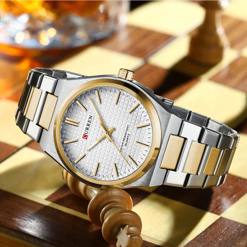 Часы мужские Curren 8439 Silver-Gold-White-0