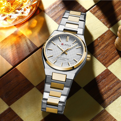 Часы мужские Curren 8439 Silver-Gold-White-2