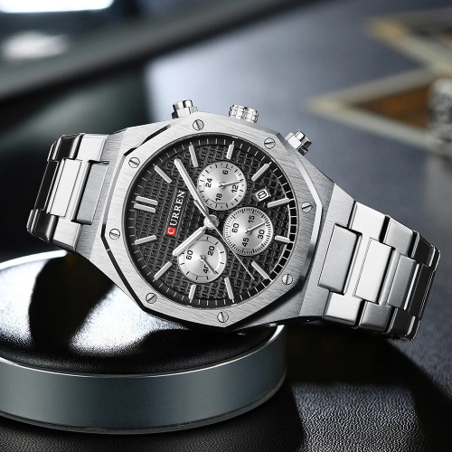 Часы мужские Curren 8440 Silver-Black-2