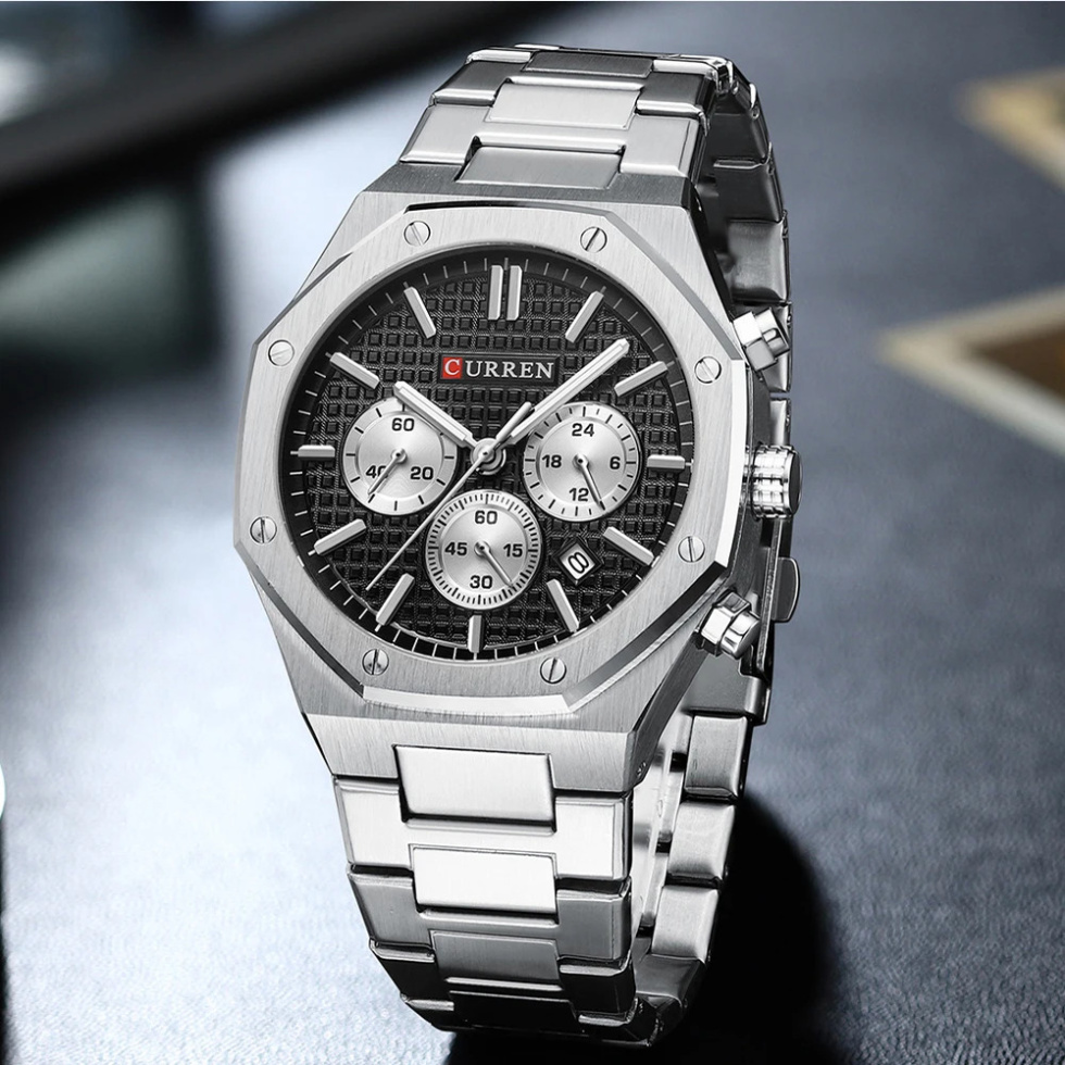 large Часы мужские Curren 8440 Silver-Black 0