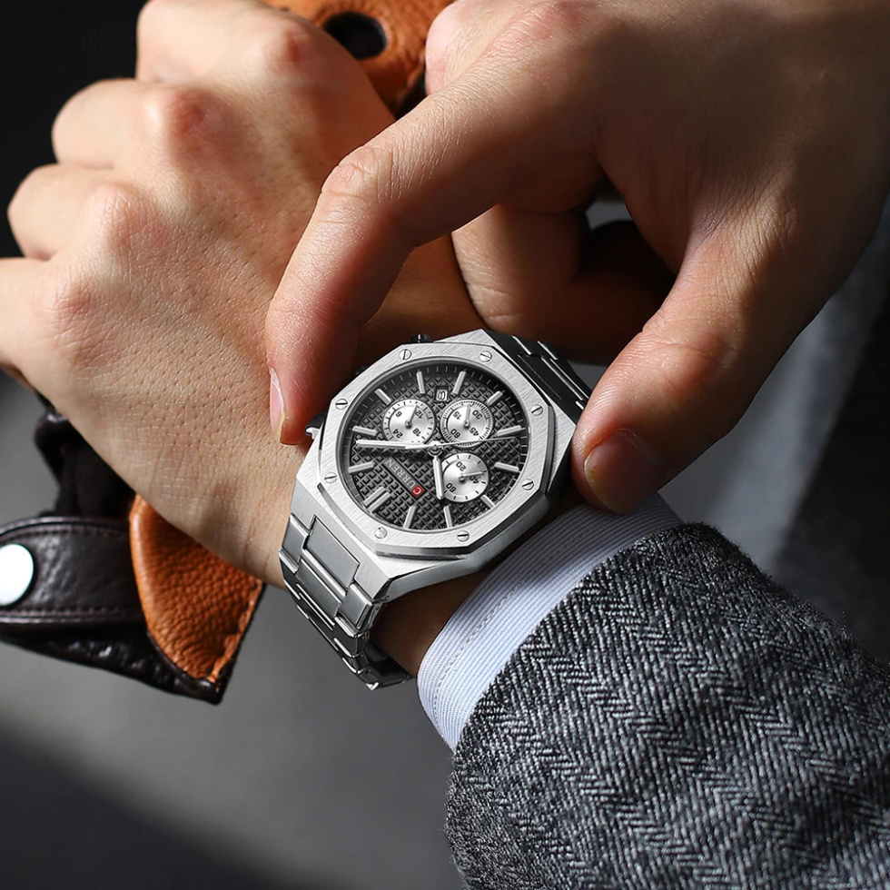 large Часы мужские Curren 8440 Silver-Black 1