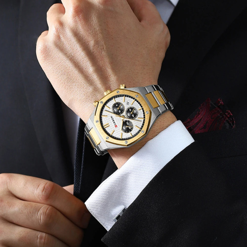 Часы мужские Curren 8440 Silver-Gold-White-1