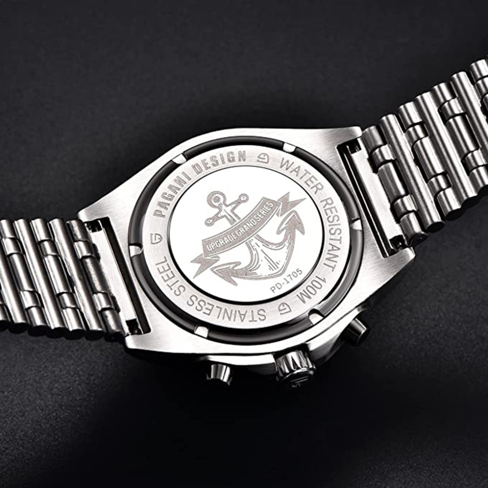 large Часы мужские Pagani Design PD-1705-1 Silver-Black Steel 4