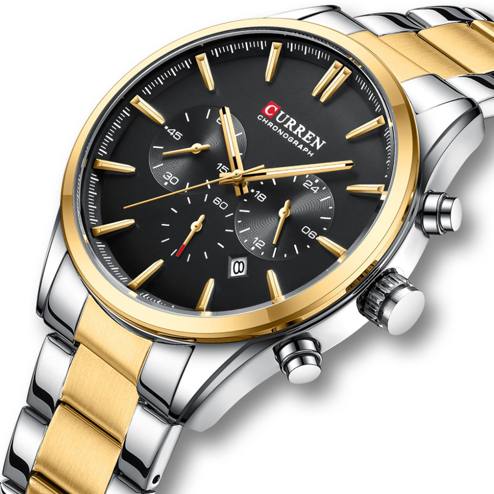 large Часы мужские Curren 8446 Silver-Gold-Black 0