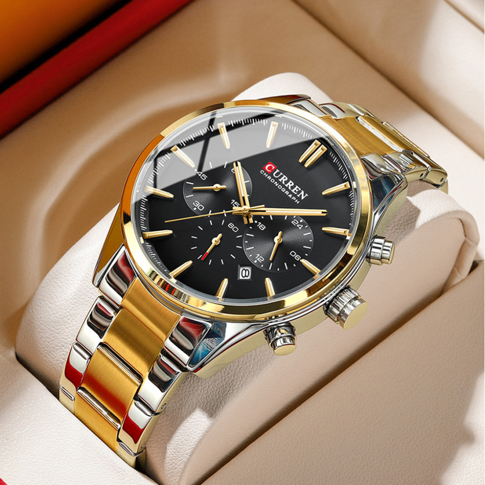 large Часы мужские Curren 8446 Silver-Gold-Black 2
