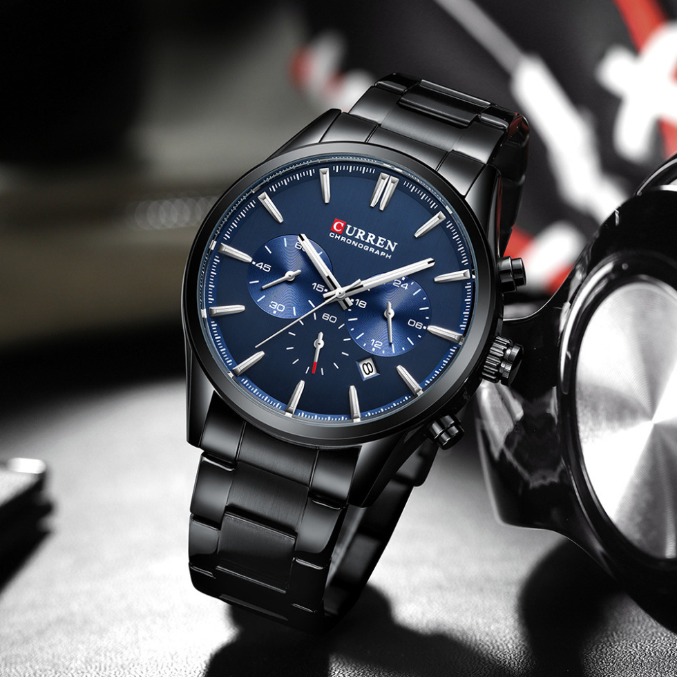 large Часы мужские Curren 8446 Black-Blue 1