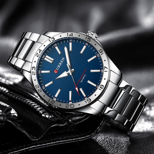 Годинник чоловічий Curren 8452 Silver-Blue-1