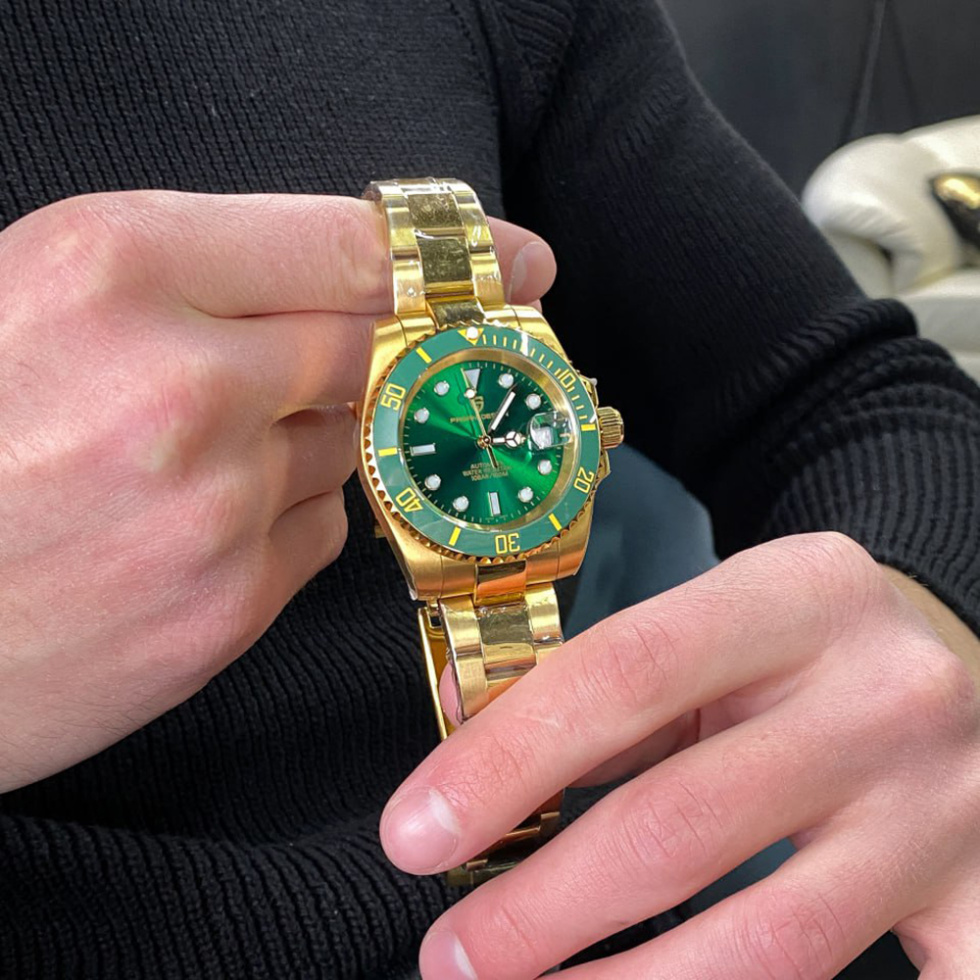 large Часы мужские Pagani Design PD-1661 Yellow Gold-Green 1