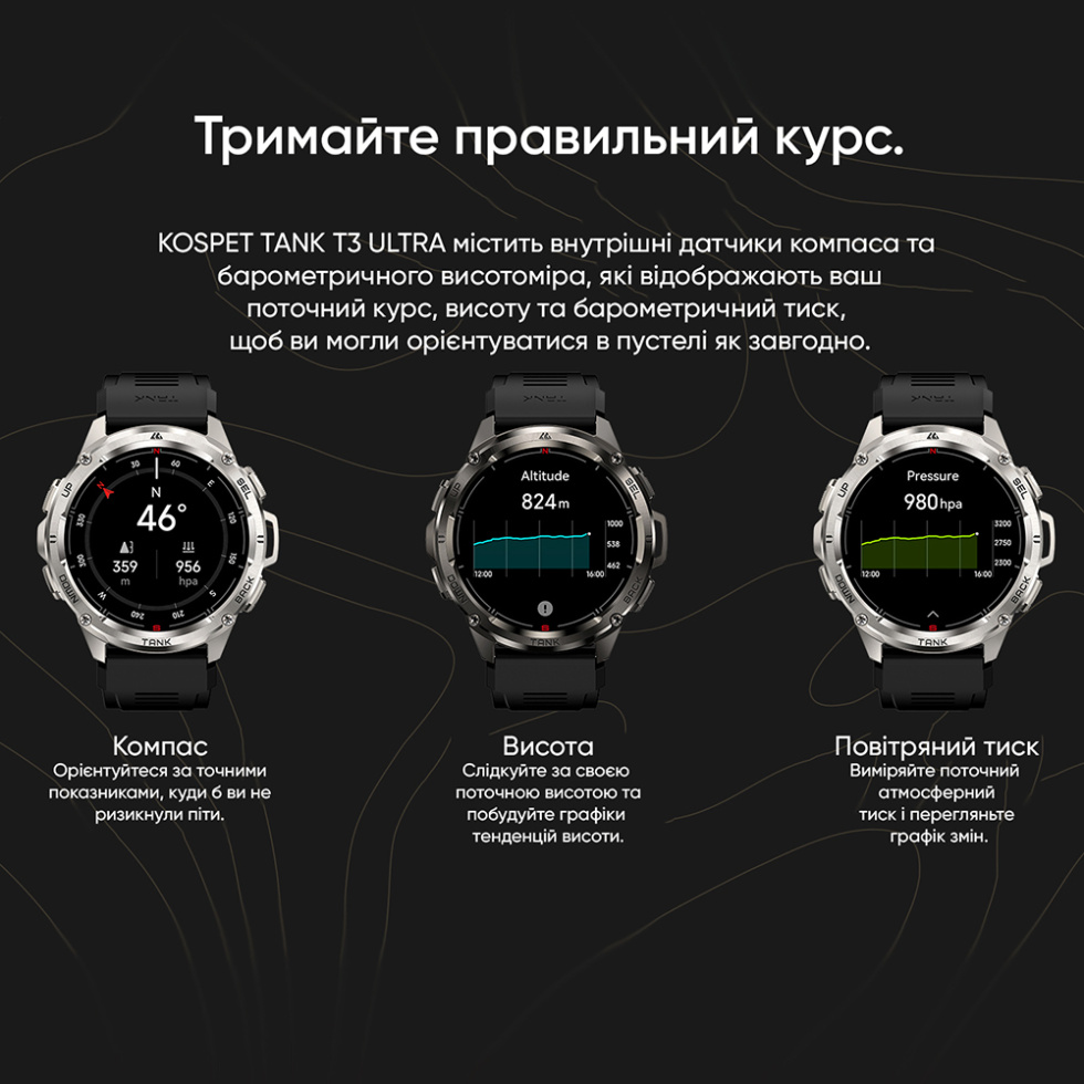 large Часы мужские Kospet TANK T3 ULTRA Black 22