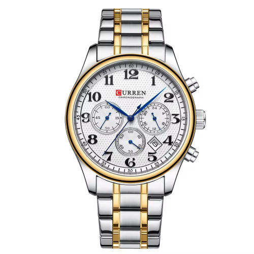 Часы мужские Curren 8466 Silver-Gold-White