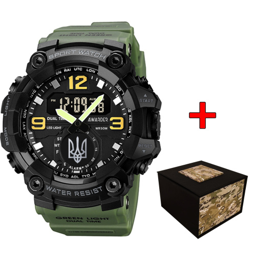 Годинник чоловічий Awarder 003 Silver Army Green-Black
