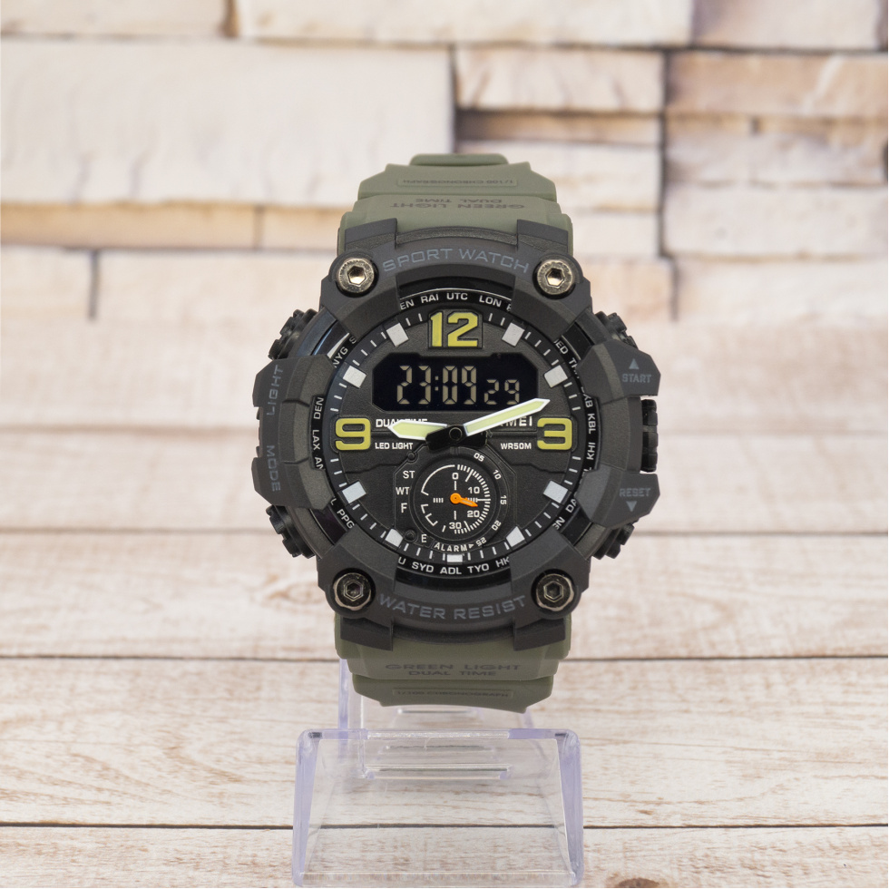 Живые фото часов Skmei 1965AG army green 0