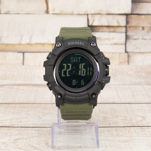 Часы мужские Skmei 1356AG Army Green + Compass-0