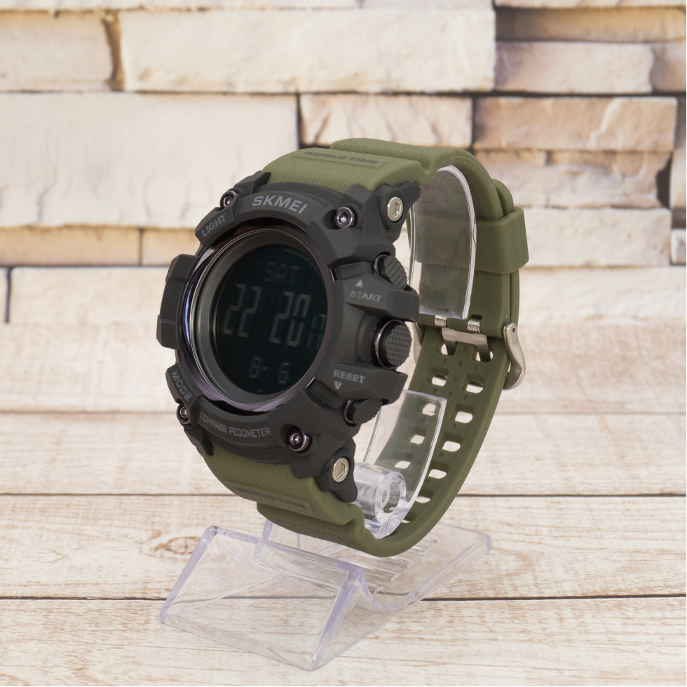 Живые фото часов Skmei 1356AG Army Green + Compass 1
