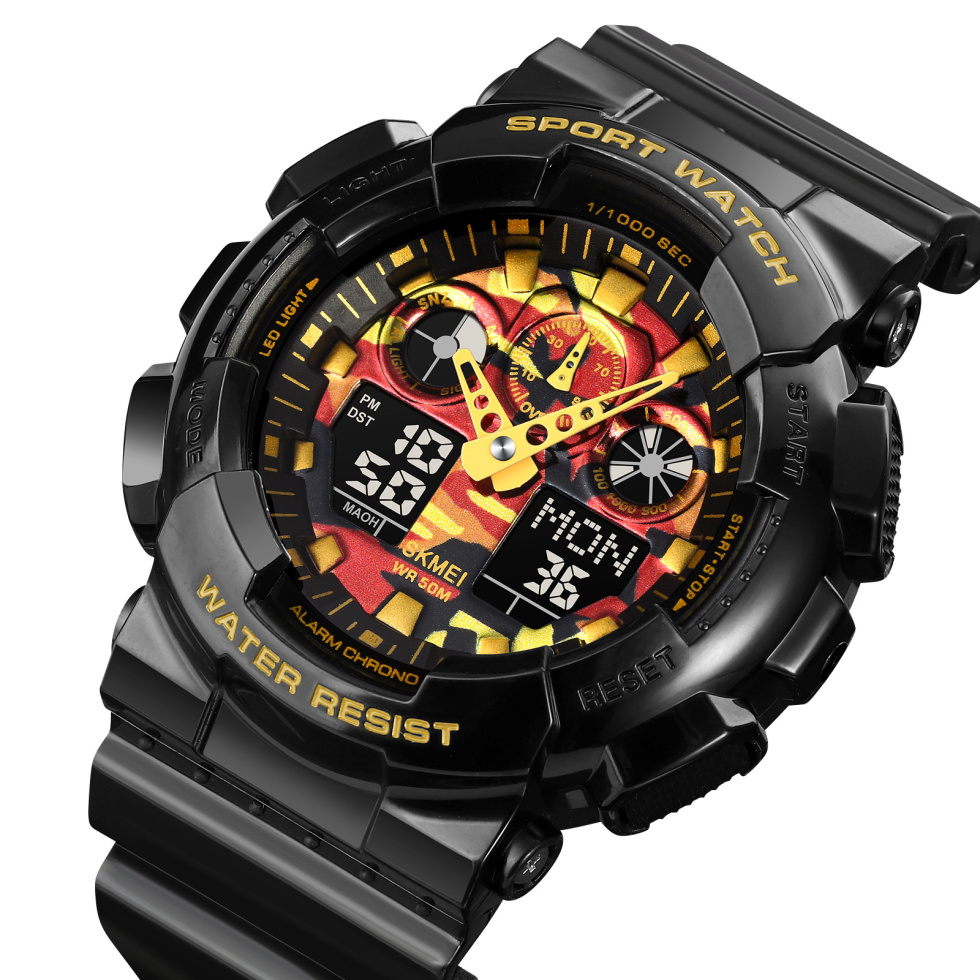 large Часы мужские Skmei 1832CMBKGD Black-Gold Camo 0