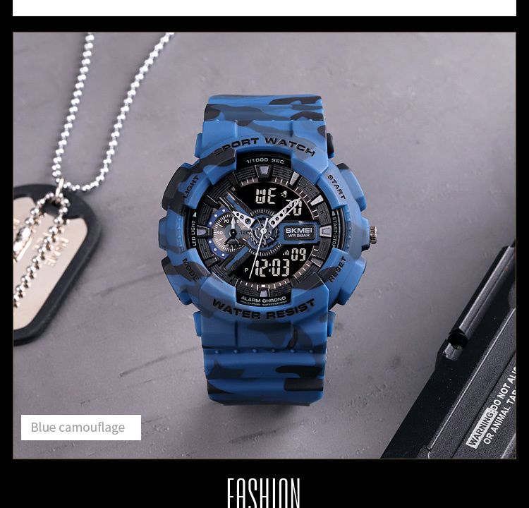 large Годинник чоловічий Skmei 1688CMBU Camo Blue 1
