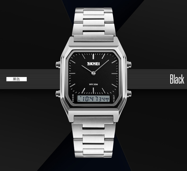 large Часы мужские Skmei 1220SIBK Silver-Black 2