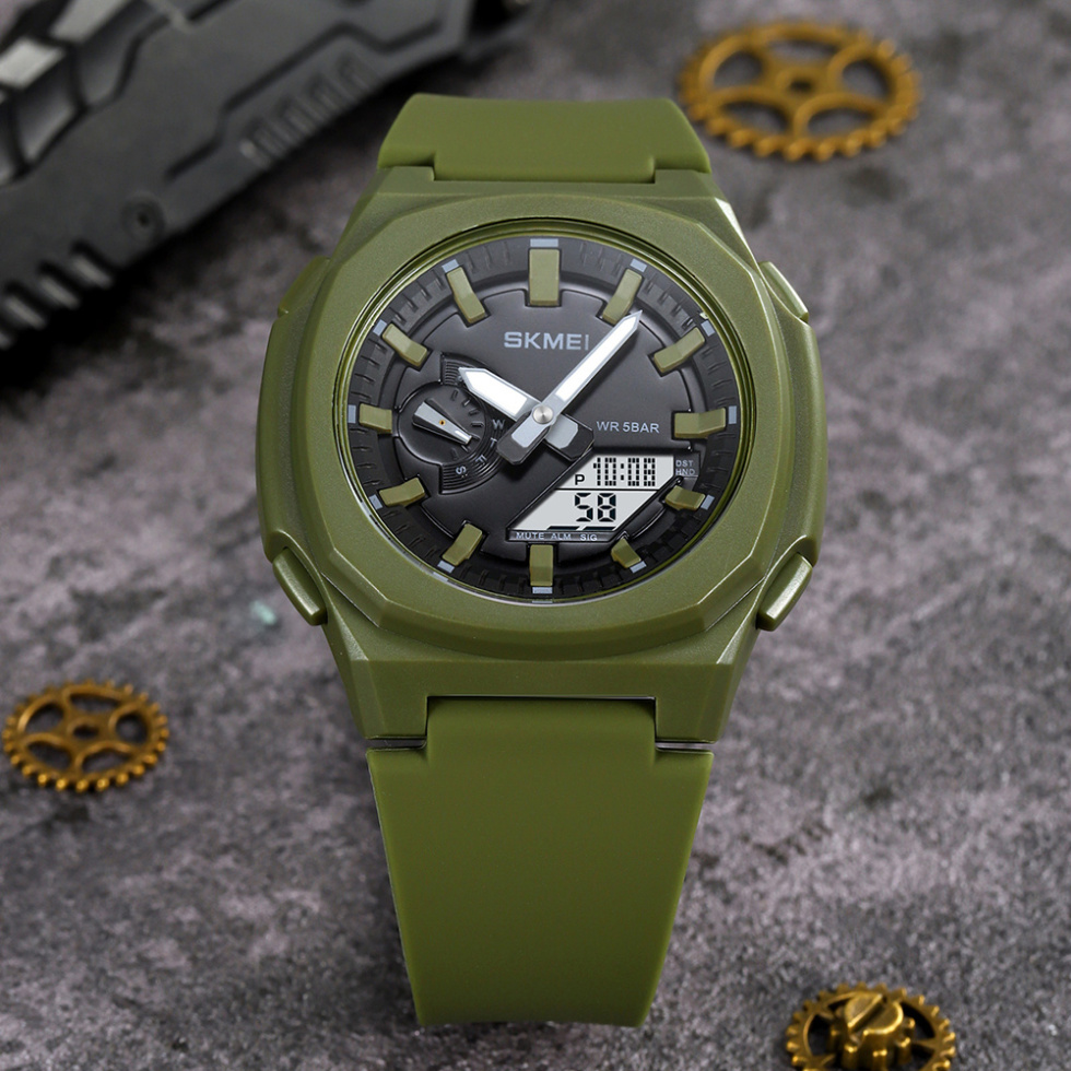 large Часы мужские Skmei 2091AGWT Army Green White 2
