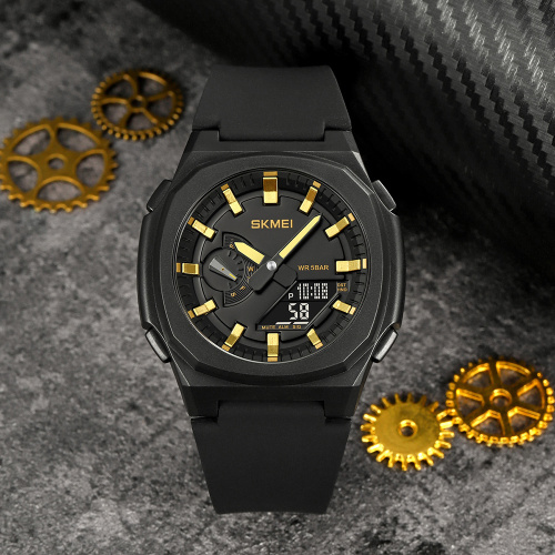 Годинник чоловічий Skmei 2091BKGDBK Black-Gold-Black-2