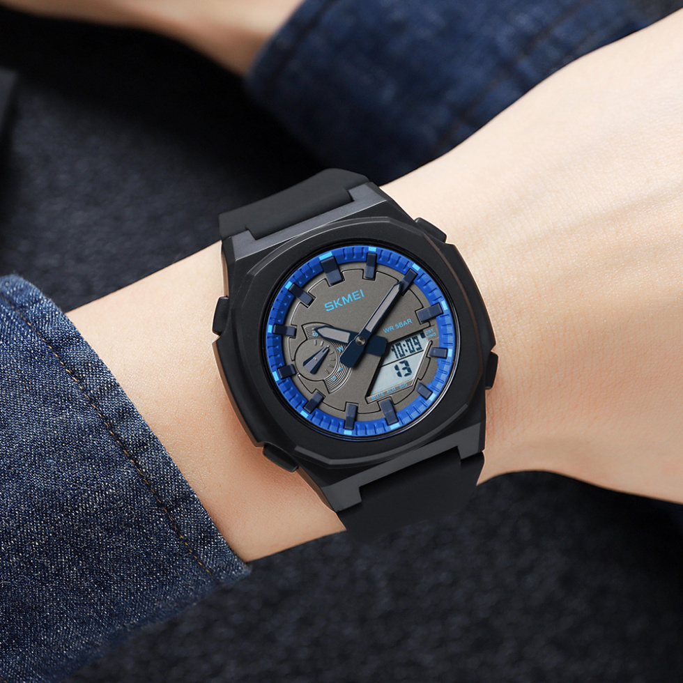 large Часы мужские Skmei 2091BKBUWT Black-Blue-White 1