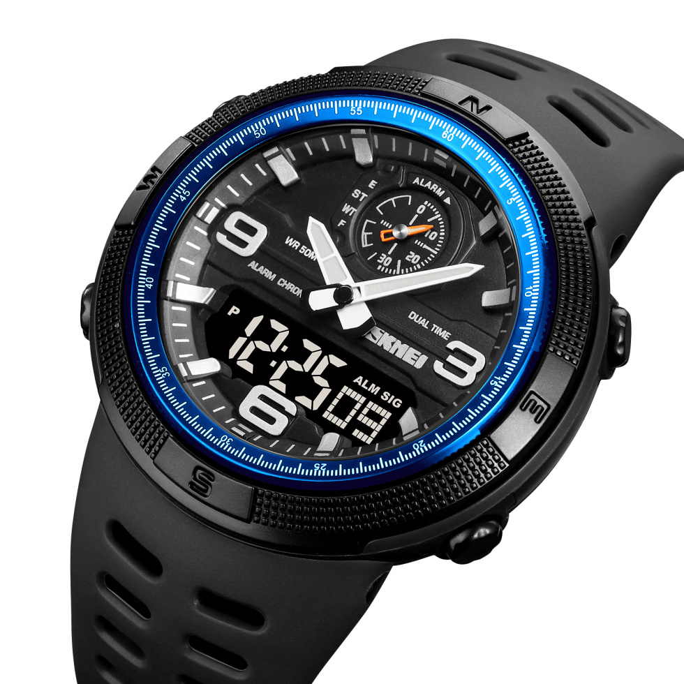 large Годинник чоловічий Skmei 1655BUBK Black-Blue 0