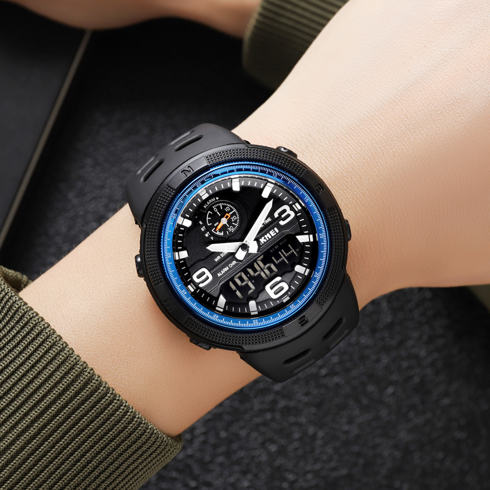 large Годинник чоловічий Skmei 1655BUBK Black-Blue 1