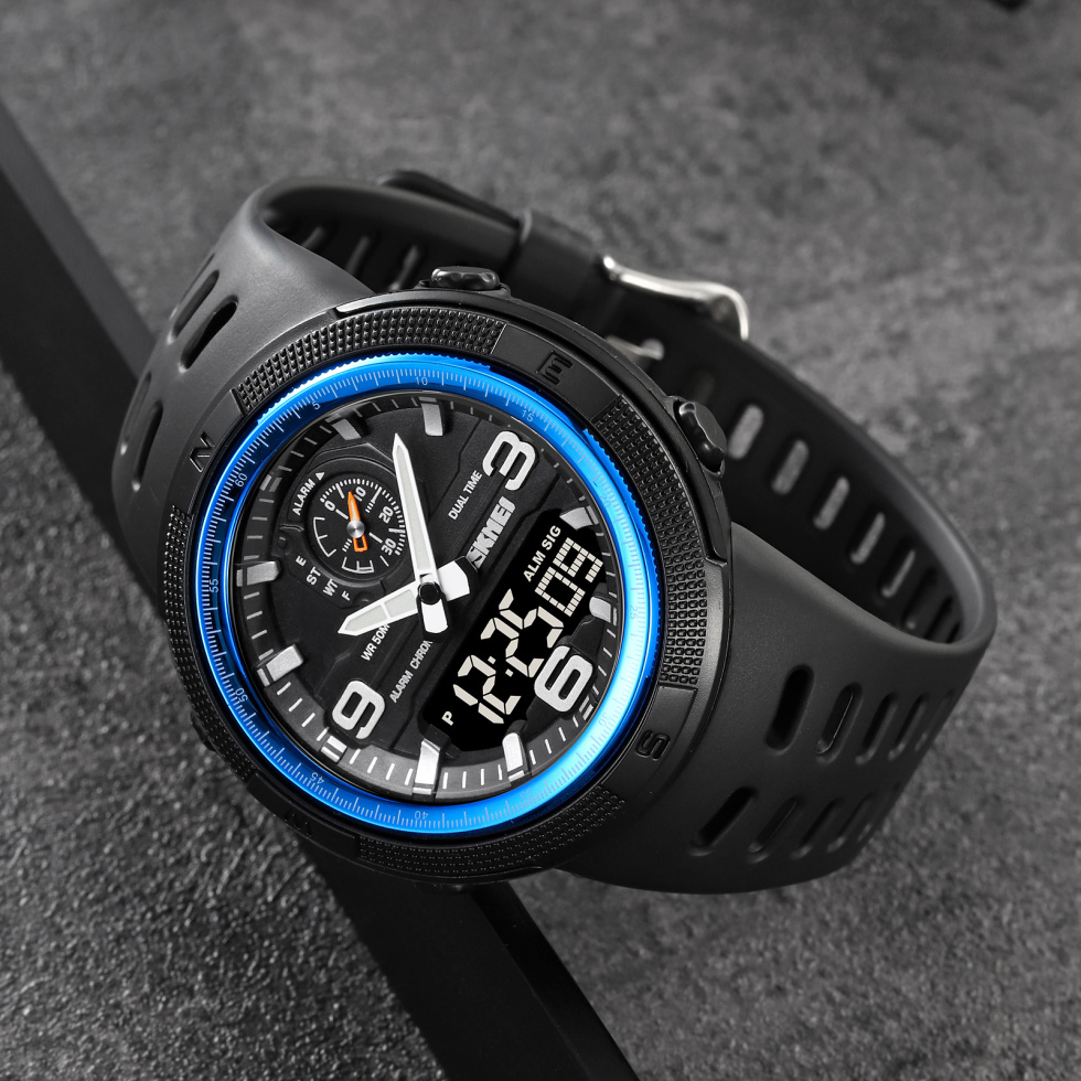 large Годинник чоловічий Skmei 1655BUBK Black-Blue 2