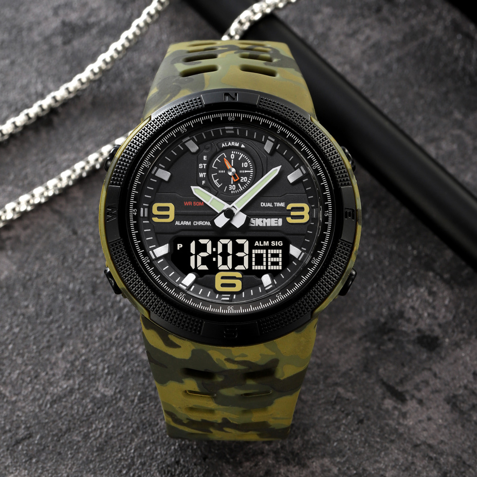 large Годинник чоловічий Skmei 1655CMGNBK Camo Green-Black 2