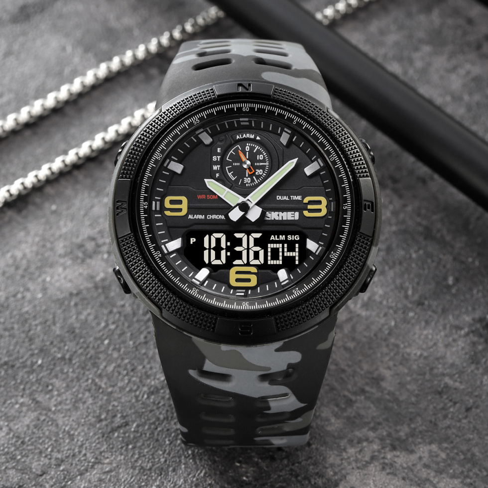 large Годинник чоловічий Skmei 1655CMGYBK Camo Grey-Black 2