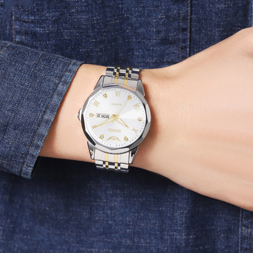 large Часы мужские Skmei 2291TGDWT Silver-Gold-White 1