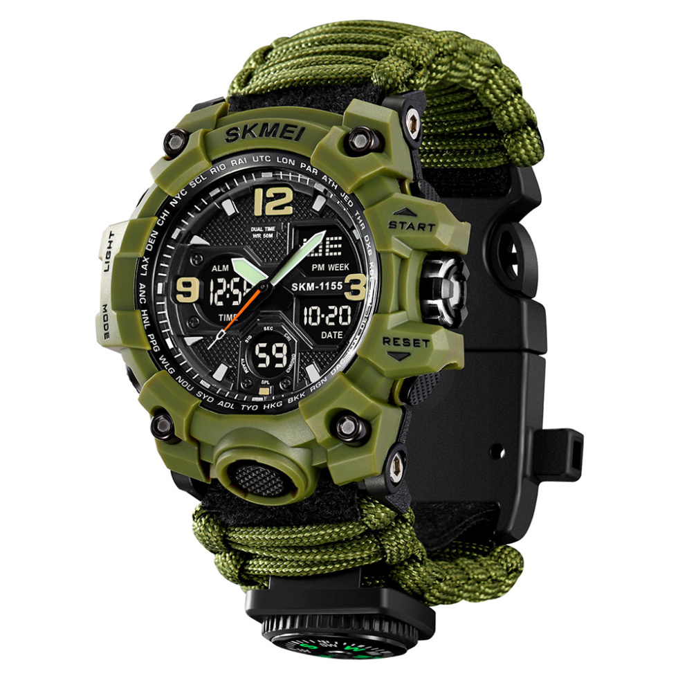large Годинник чоловічий Skmei 1155BNAG Army Green 1