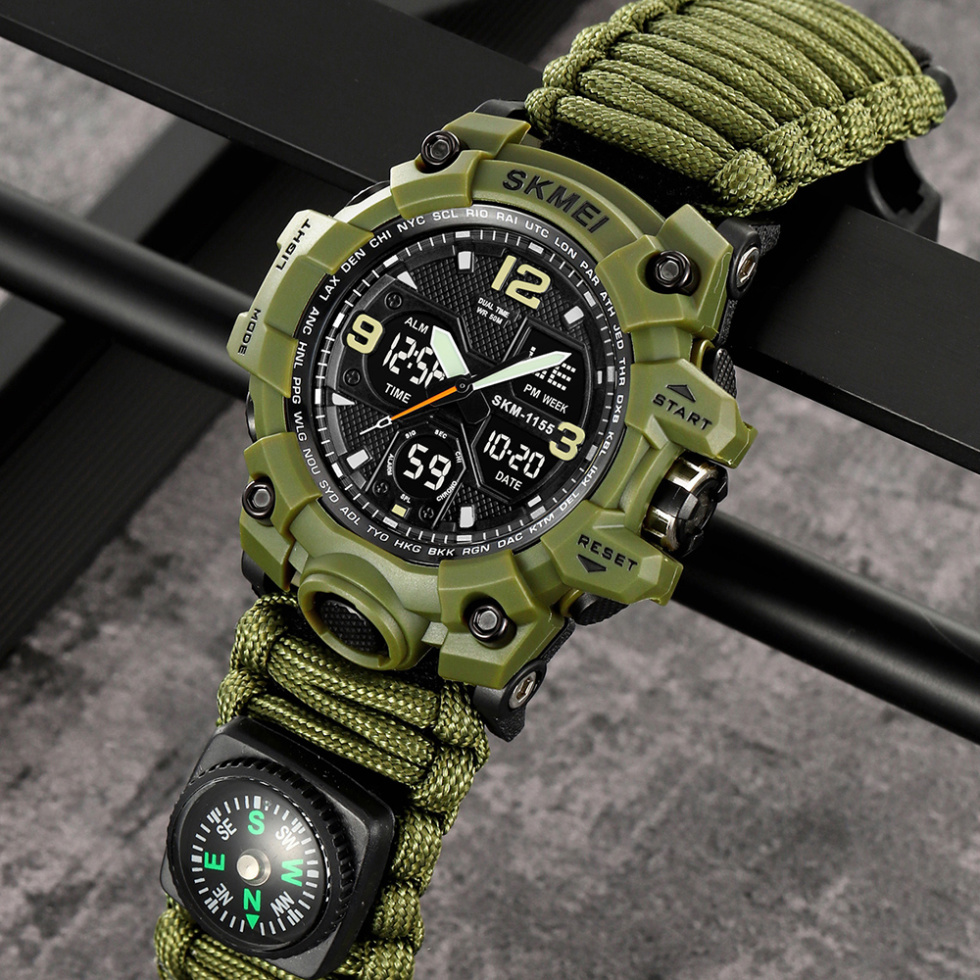 large Годинник чоловічий Skmei 1155BNAG Army Green 2